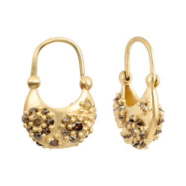 Champagne Diamond Lily Pond Moon Earrings - 12025